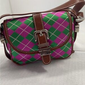 Sydney Love Pink and Green Argyle Crossbody Bag